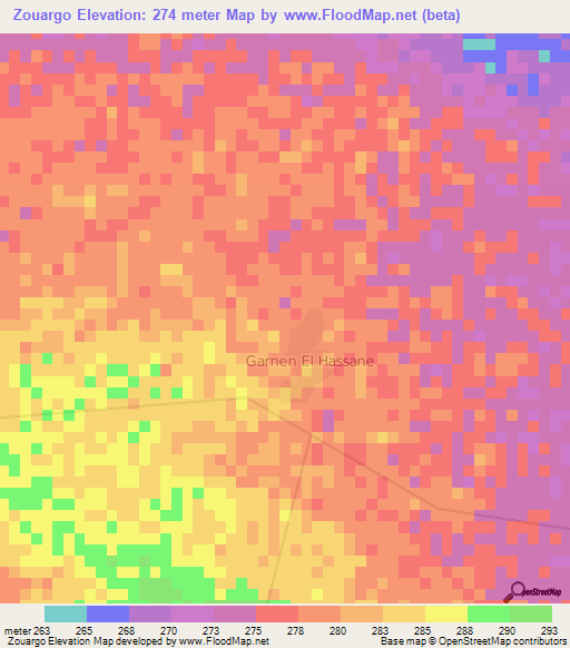 Zouargo,Mali Elevation Map