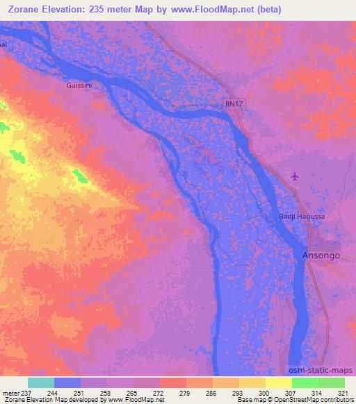 Zorane,Mali Elevation Map