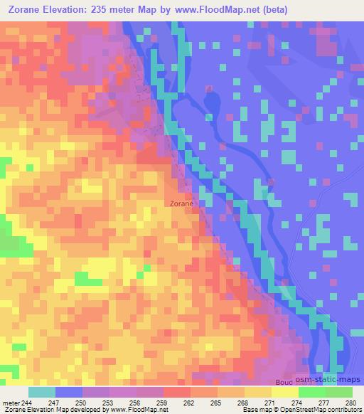 Zorane,Mali Elevation Map
