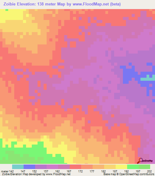 Zoibie,Mali Elevation Map