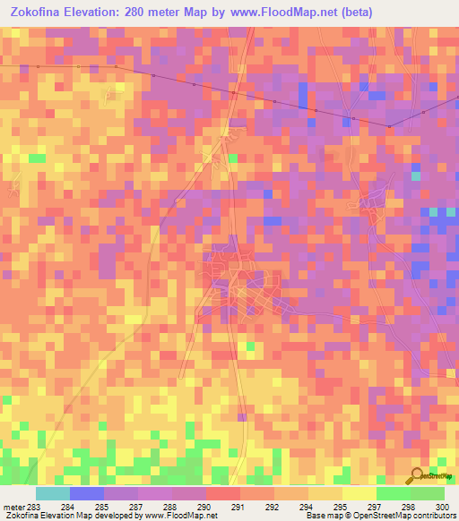 Zokofina,Mali Elevation Map