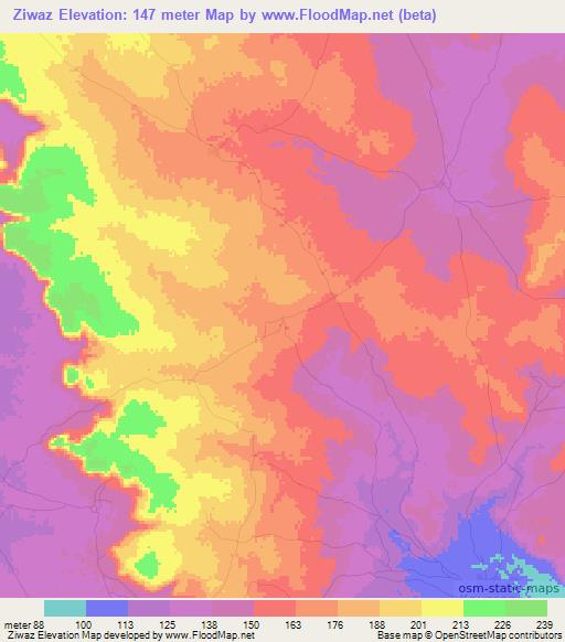 Ziwaz,Mali Elevation Map
