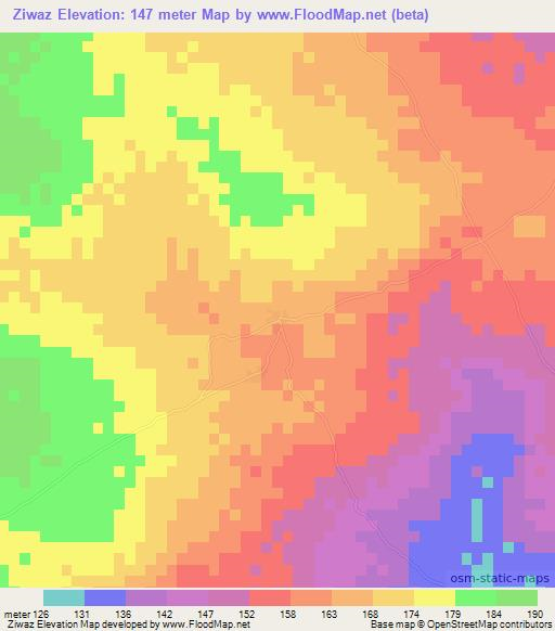 Ziwaz,Mali Elevation Map