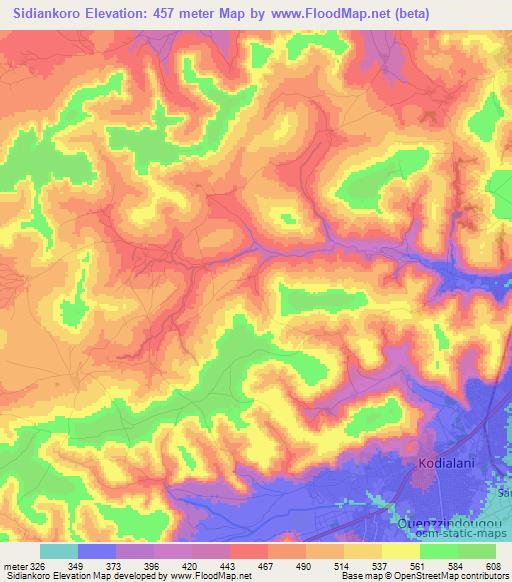 Sidiankoro,Mali Elevation Map