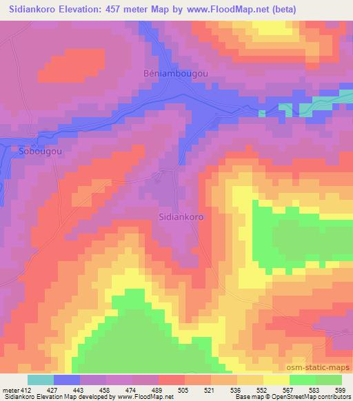Sidiankoro,Mali Elevation Map