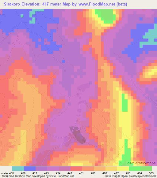Sirakoro,Mali Elevation Map