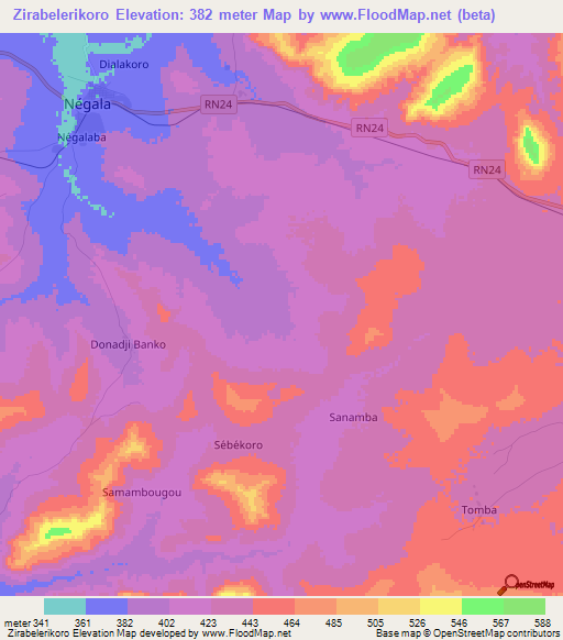 Zirabelerikoro,Mali Elevation Map