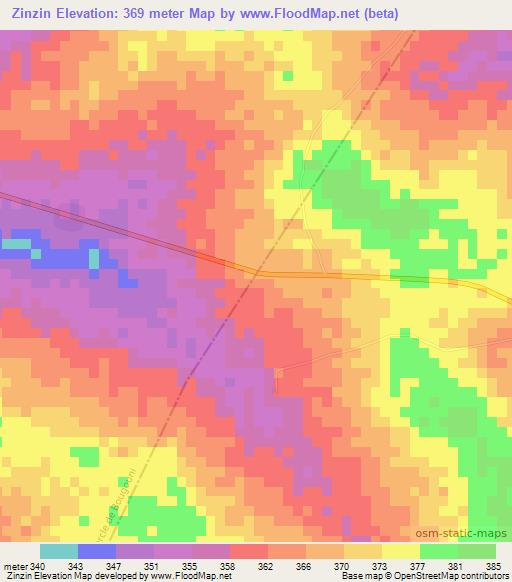 Zinzin,Mali Elevation Map