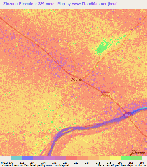 Zinzana,Mali Elevation Map
