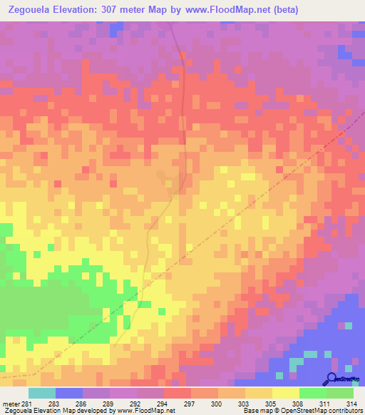 Zegouela,Mali Elevation Map