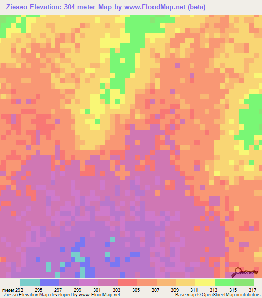 Ziesso,Mali Elevation Map