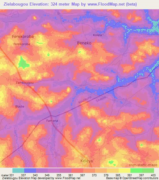 Zielabougou,Mali Elevation Map