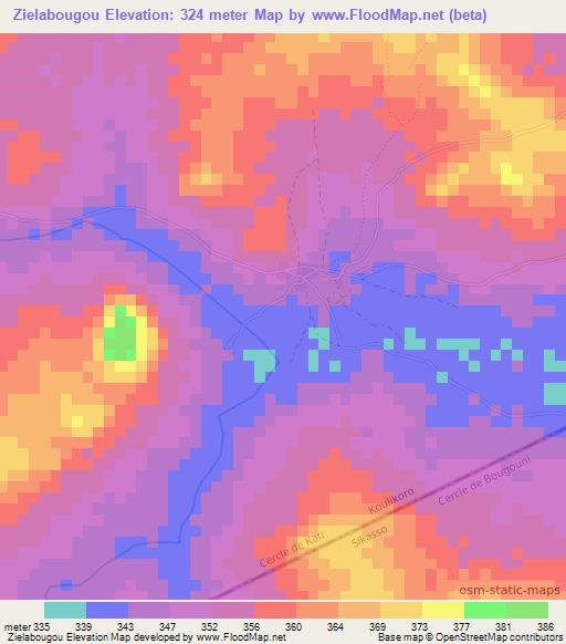 Zielabougou,Mali Elevation Map