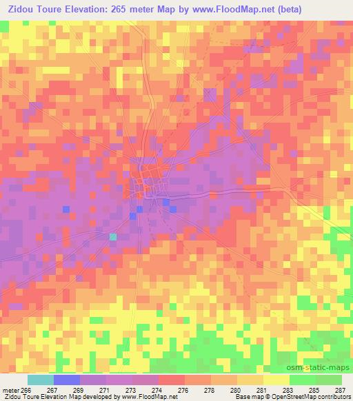 Zidou Toure,Mali Elevation Map