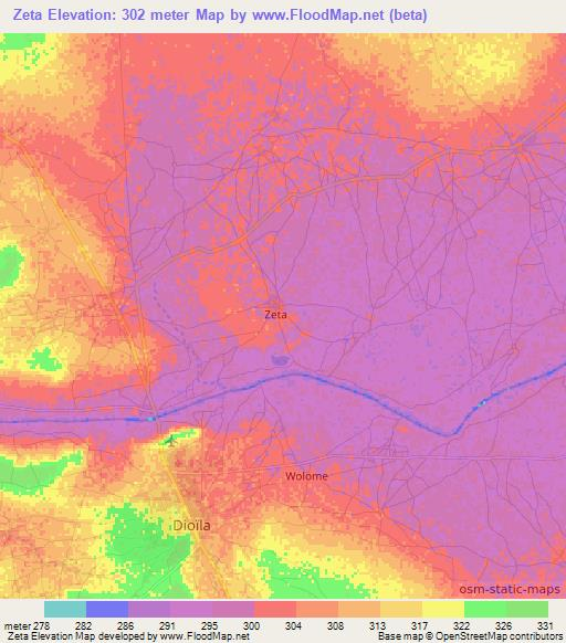 Zeta,Mali Elevation Map