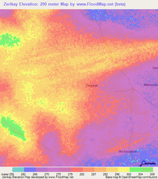 Zerikay,Mali Elevation Map