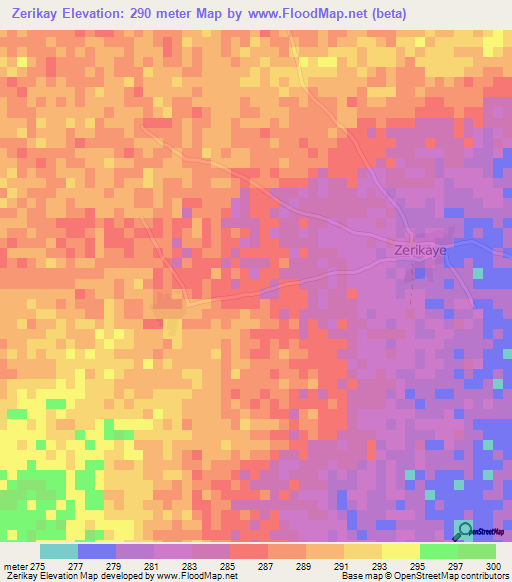 Zerikay,Mali Elevation Map