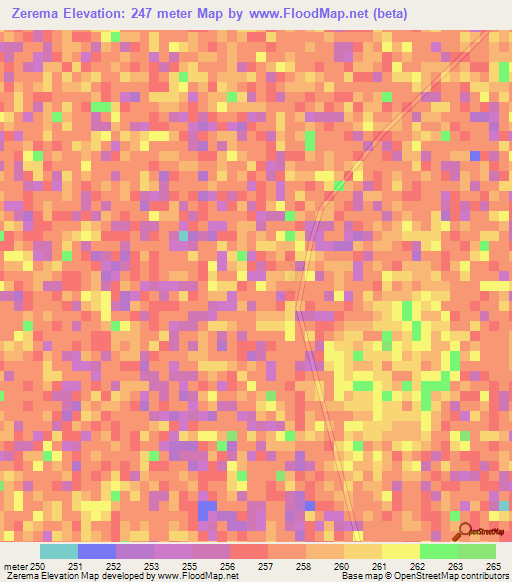 Zerema,Mali Elevation Map