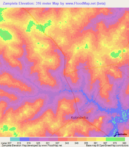 Zampiela,Mali Elevation Map