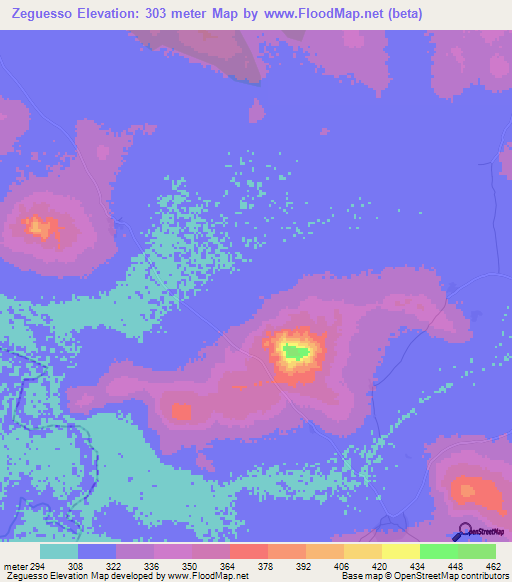 Zeguesso,Mali Elevation Map