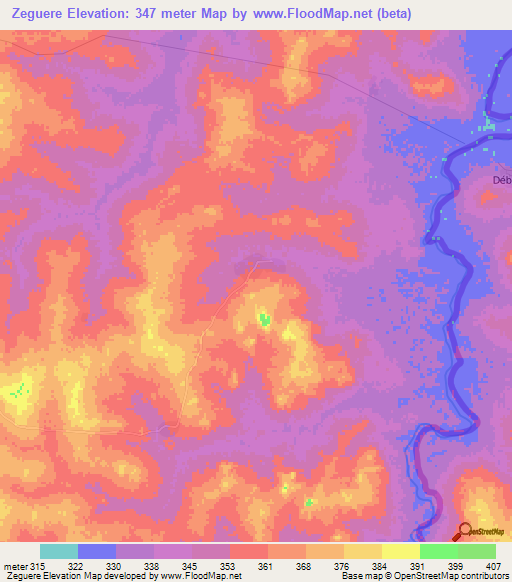 Zeguere,Mali Elevation Map
