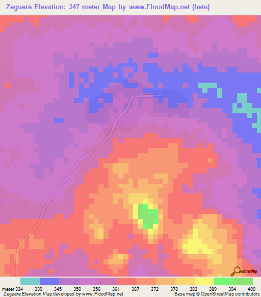 Zeguere,Mali Elevation Map