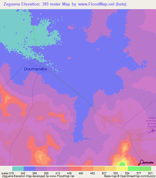 Zeguena,Mali Elevation Map