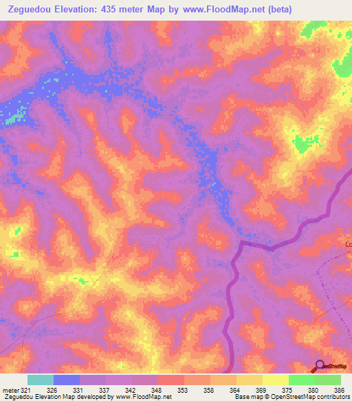 Zeguedou,Mali Elevation Map