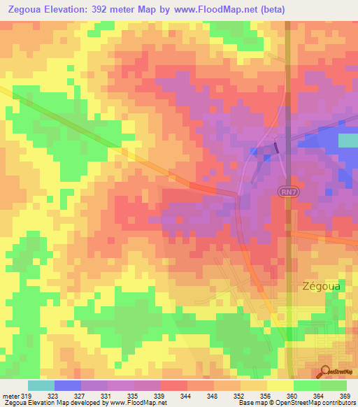 Zegoua,Mali Elevation Map