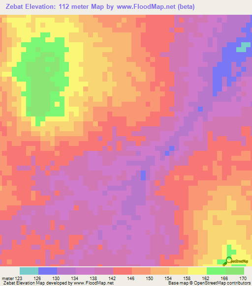 Zebat,Mali Elevation Map