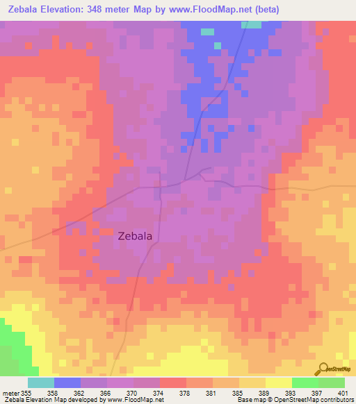 Zebala,Mali Elevation Map