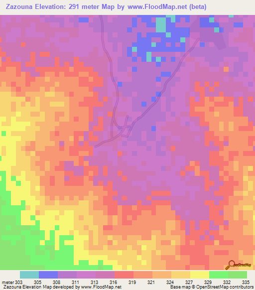 Zazouna,Mali Elevation Map