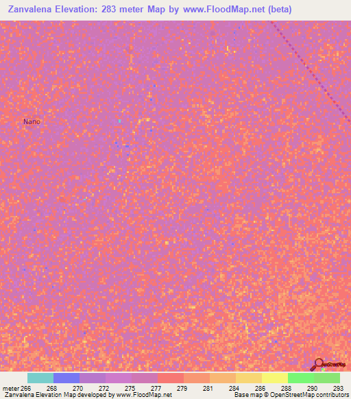 Zanvalena,Mali Elevation Map