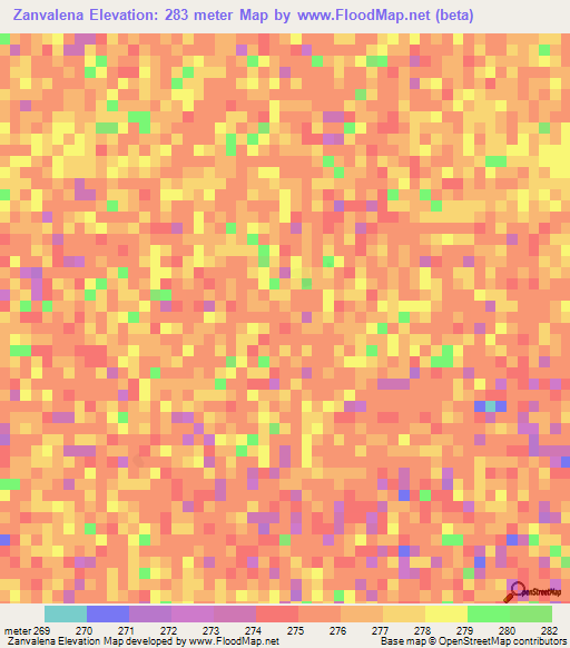 Zanvalena,Mali Elevation Map