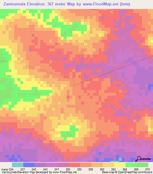 Zantoumala,Mali Elevation Map