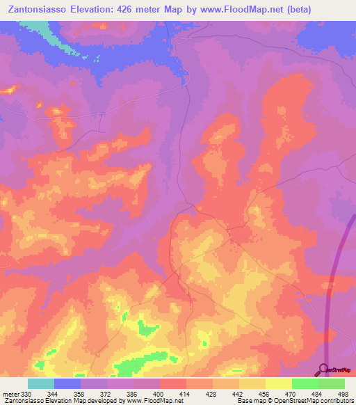Zantonsiasso,Mali Elevation Map