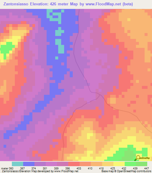 Zantonsiasso,Mali Elevation Map
