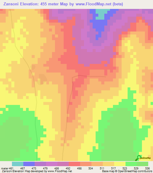 Zansoni,Mali Elevation Map