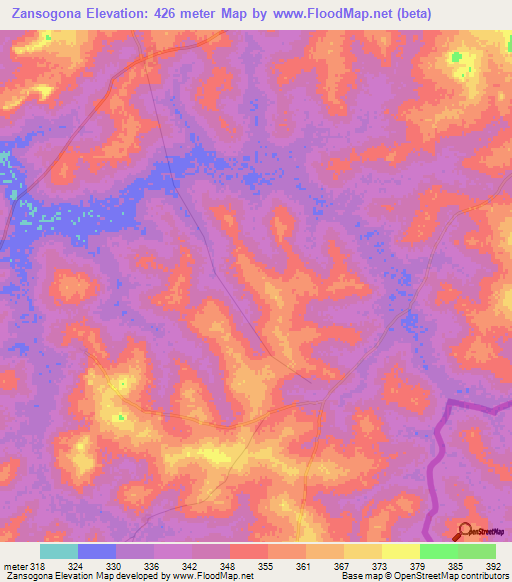 Zansogona,Mali Elevation Map