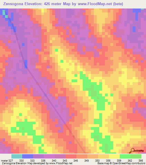 Zansogona,Mali Elevation Map