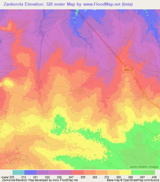 Zankorola,Mali Elevation Map