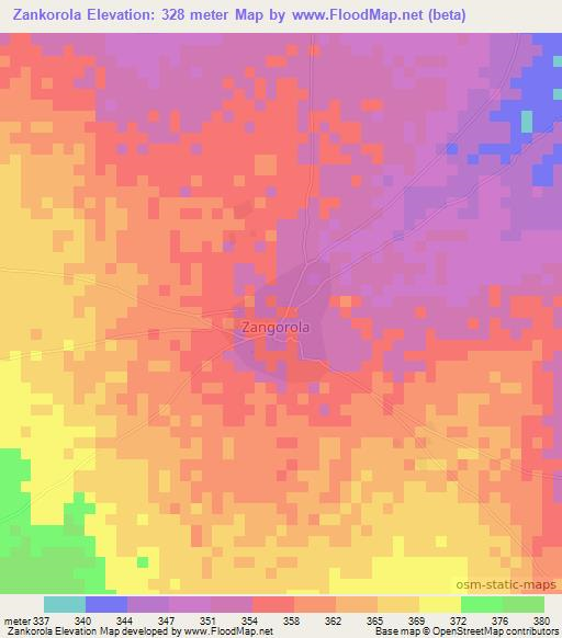 Zankorola,Mali Elevation Map