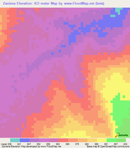 Zaniena,Mali Elevation Map