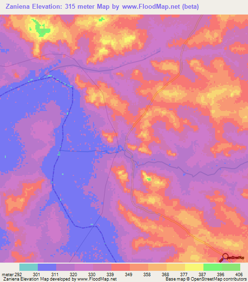 Zaniena,Mali Elevation Map