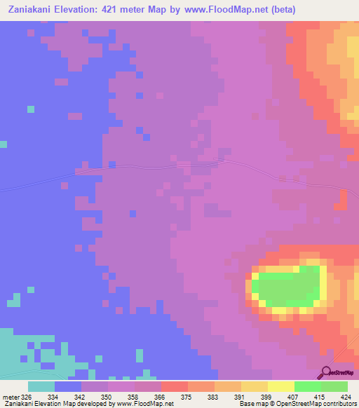 Zaniakani,Mali Elevation Map