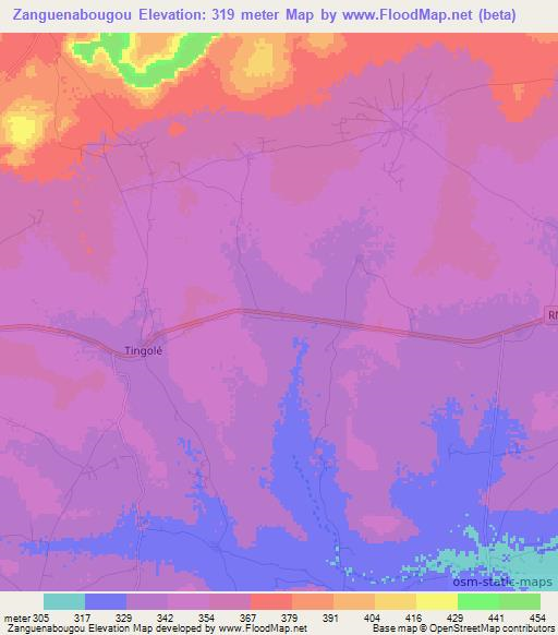 Zanguenabougou,Mali Elevation Map