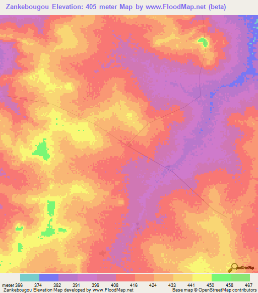 Zankebougou,Mali Elevation Map