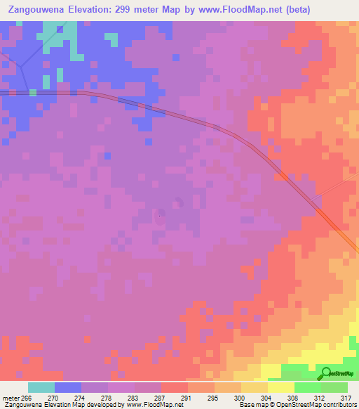 Zangouwena,Mali Elevation Map