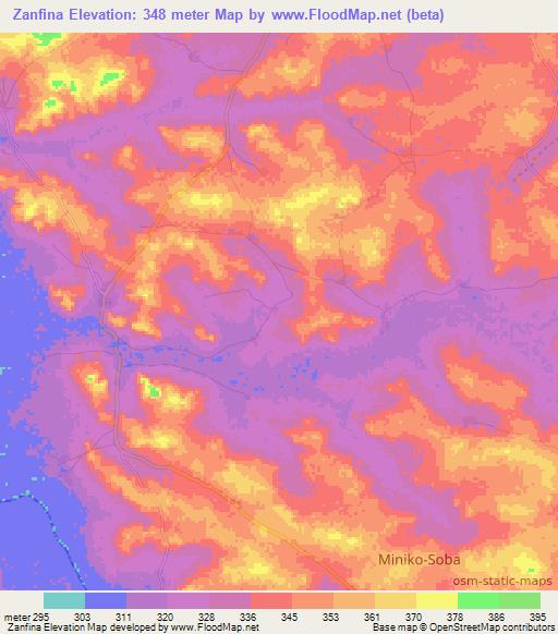 Zanfina,Mali Elevation Map