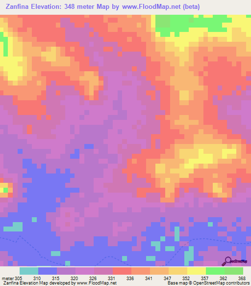 Zanfina,Mali Elevation Map